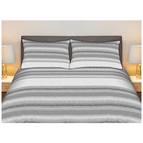 Completo Lenzuola Stiro Facile 100% Cotone Made Italy Effetto Seta Disegno Creo Matrimoniale Grigio - Foto 1