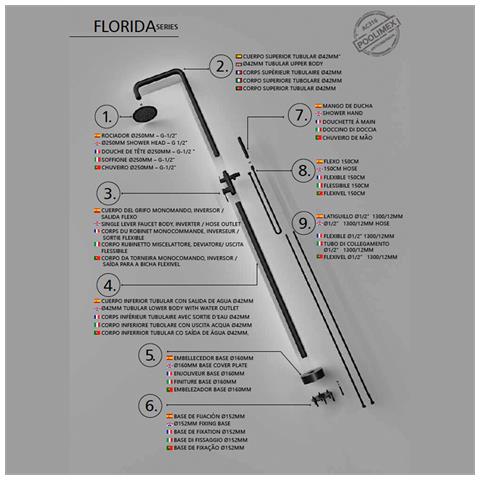 Imex Doccia Piscina Anticorrosione In Acciaio 316 Nero Opaco Con Diffusore Orientabile E Rubinetto Monocomando Florida - Foto 6