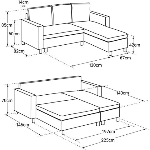 Wade Divano Letto Angolare A 3 Posti Blu - Foto 2