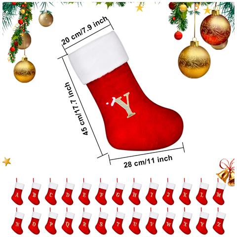 Calza Natalizia Grande 45 Cm Rossa Per Natale Con Lettera ""r"" - Foto 2