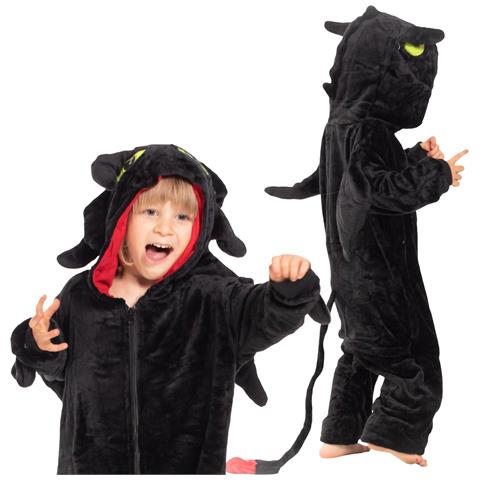 Pigiama Per Bambini Kigurumi Onesie Sdentato Drago Nero 115-125 - Foto 1