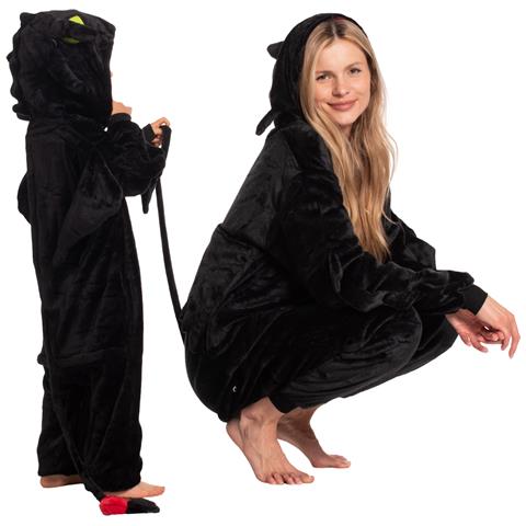 Pigiama Per Bambini Kigurumi Onesie Sdentato Drago Nero 115-125 - Foto 5
