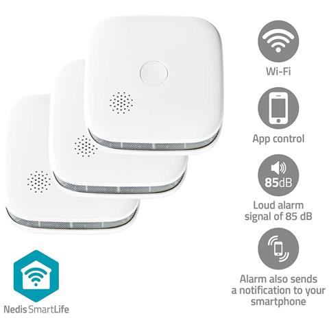 Confezione Da 3 Rivelatori Di Fumo Intelligenti Senza Fili Da 85db Wifids21wt Smartlife, Bianco - Foto 2