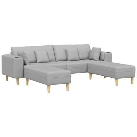 Divano in tessuto con cuscino 3 pcs Grigio Nuvola 208 cm Tessuto - Foto 1