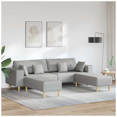 Divano in tessuto con cuscino 3 pcs Grigio Nuvola 208 cm Tessuto - Foto 2