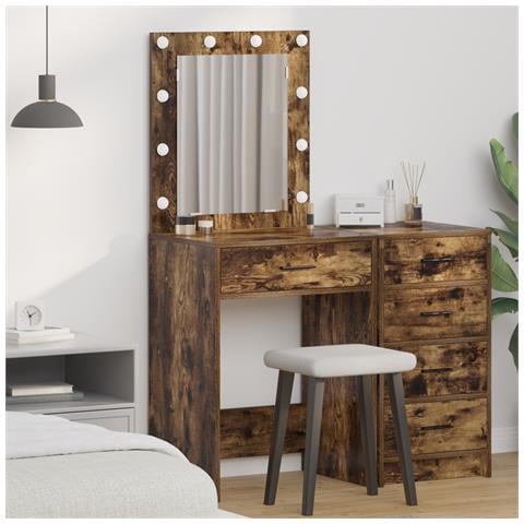 Toeletta con luci LED Rovere Affumicato 50x41x135 cm - Foto 2