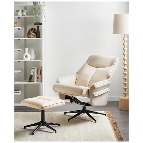 Sedia Reclinabile Erato Pelle Sintetica Beige Chiaro - Foto 1