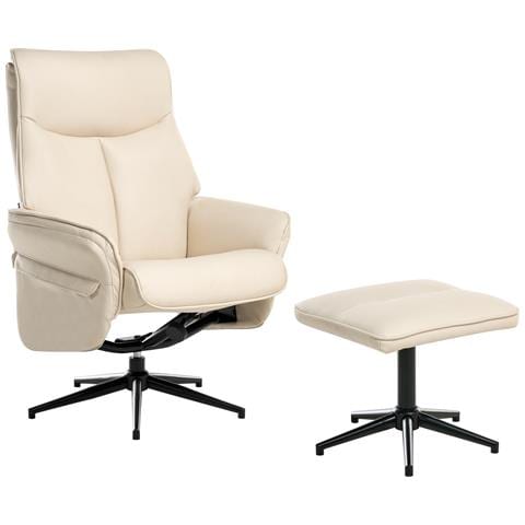 Sedia Reclinabile Erato Pelle Sintetica Beige Chiaro - Foto 2