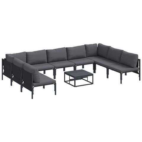 Set Divano da Giardino 10 pcs Antracite Acciaio - Foto 1