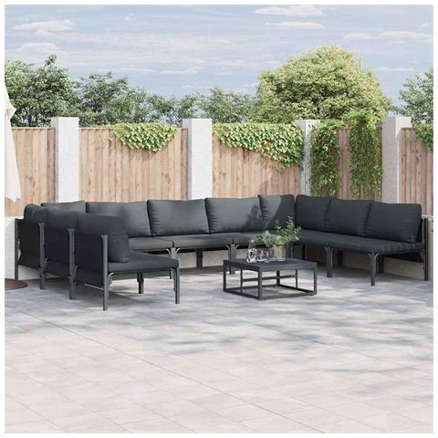 Set Divano da Giardino 10 pcs Antracite Acciaio - Foto 2