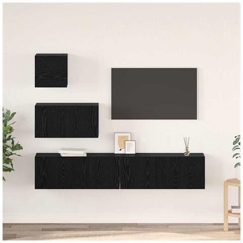 Mobile TV da Parete 4 pcs Rovere nero 80 x 30 x 30.5 cm - Foto 2