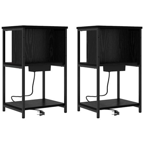 Armadio da Notte 2 pcs Rovere nero 38 x 31 x 61 cm - Foto 1