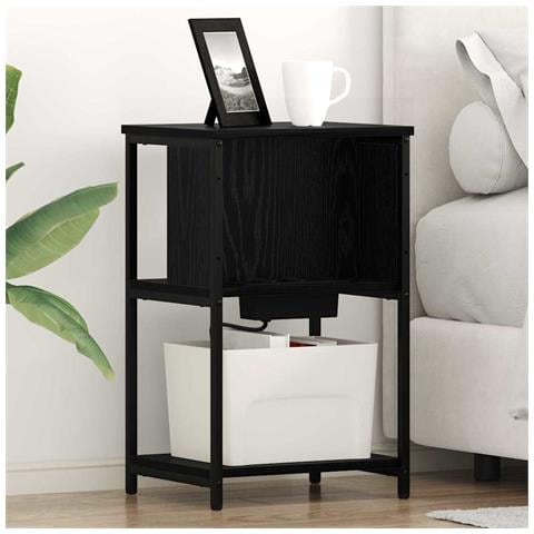 Armadio da Notte 2 pcs Rovere nero 38 x 31 x 61 cm - Foto 2