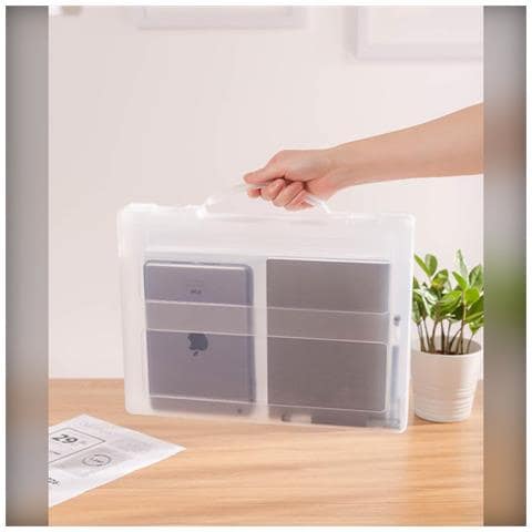 Porta Documenti A4 Portatile In Pp - Organizer Con Maniglia, Trasparente - Foto 2