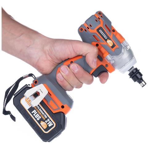 Chiave A Impulsi A Batteria 21v Orange Doberman - 350 Nm, 2x Batterie 4ah, Set Accessori | Alta Potenza E Durata | Uso Versatile - Foto 2