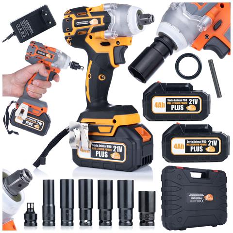Chiave A Impulsi A Batteria 21v Orange Doberman - 350 Nm, 2x Batterie 4ah, Set Accessori | Alta Potenza E Durata | Uso Versatile - Foto 1