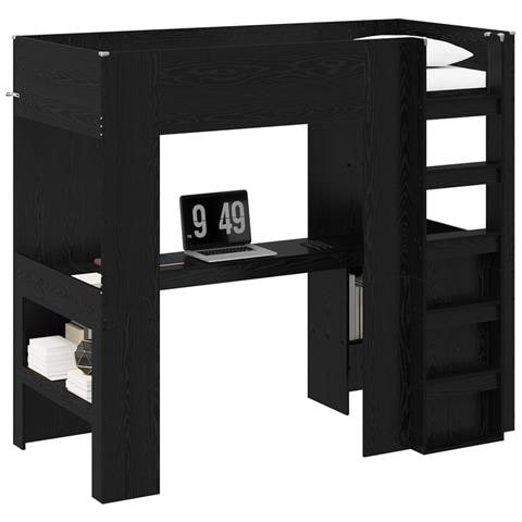 Struttura letto a castello con scrivania Rovere Nero - Foto 1