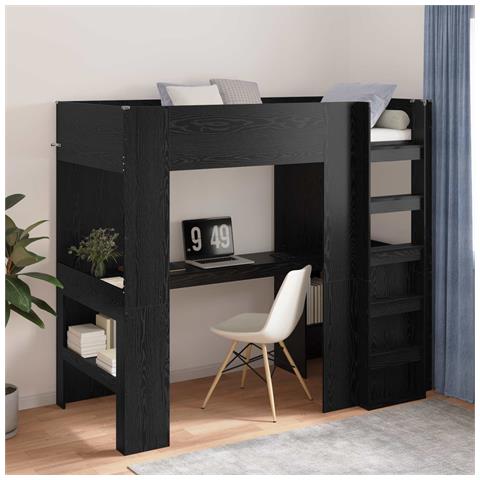 Struttura letto a castello con scrivania Rovere Nero - Foto 2