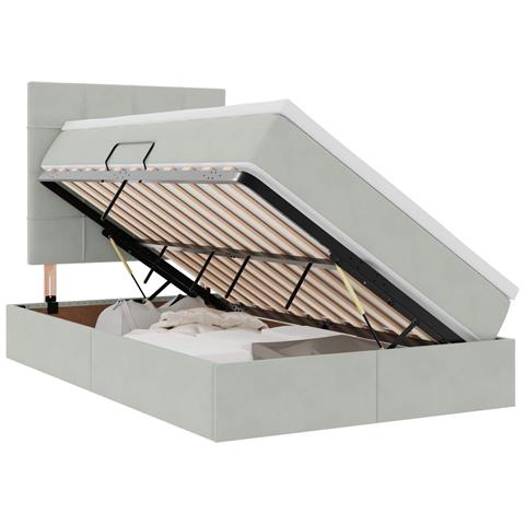 Letto con contenitore e materasso Grigio chiaro 120 x 190 cm - Foto 1