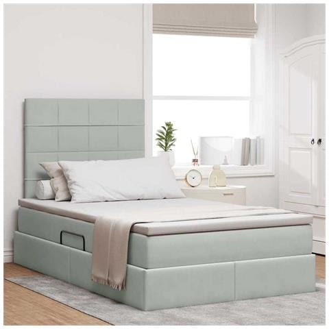 Letto con contenitore e materasso Grigio chiaro 120 x 190 cm - Foto 2