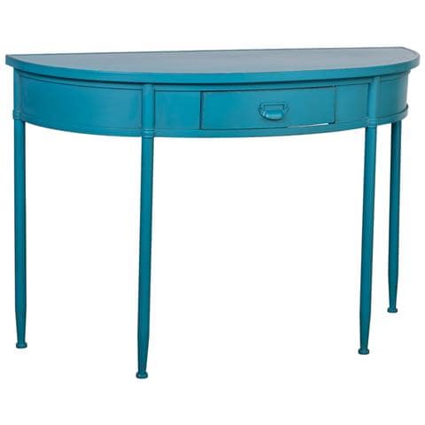 Console In Metallo Con 1 Cassetto Blu Invecchiato 120x44x80 - Foto 1