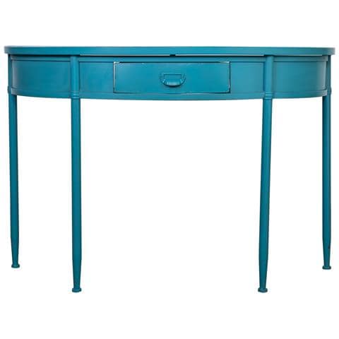 Console In Metallo Con 1 Cassetto Blu Invecchiato 120x44x80 - Foto 2