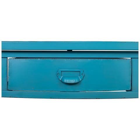 Console In Metallo Con 1 Cassetto Blu Invecchiato 120x44x80 - Foto 7