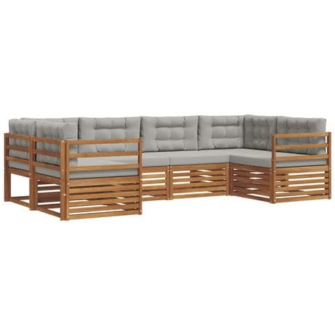 Set divani con cuscino 6 pcs Grigio Naturale e Chiaro - Foto 1