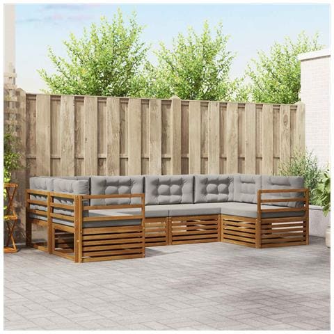 Set divani con cuscino 6 pcs Grigio Naturale e Chiaro - Foto 2