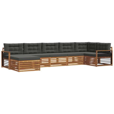 Set divani 7 pcs Naturale e Antracite Legno di Acacia Massello - Foto 1