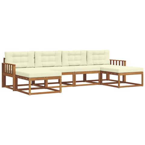 Set di divani da esterno con cuscino 6 pcs Naturale e Crema - Foto 1