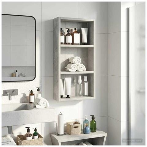 Armadio da bagno a muro Grigio Cemento 30 x 10 x 60,5 cm - Foto 2