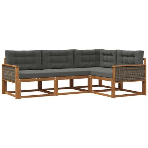 Set di divani da esterno con cuscino 4 pcs Naturale e Antracite - Foto 1