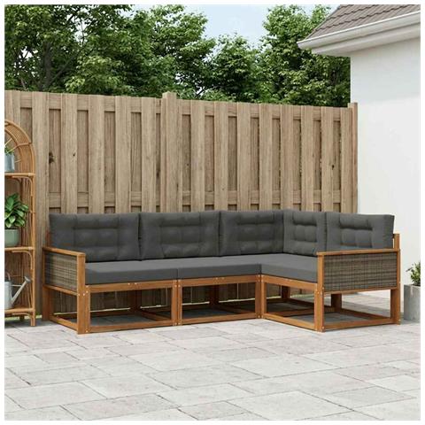 Set di divani da esterno con cuscino 4 pcs Naturale e Antracite - Foto 2