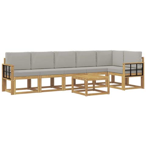 Set di divani da esterno 7 pcs Bianco e Grigio Chiaro - Foto 1