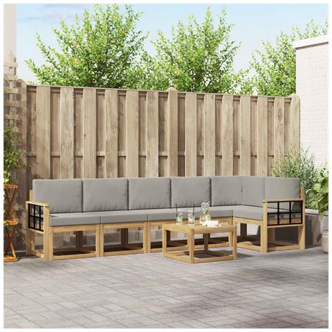 Set di divani da esterno 7 pcs Bianco e Grigio Chiaro - Foto 2
