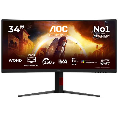 G4 CU34G4ZCA Monitor PC 86,4 cm (34") 3440 x 1440 Pixel Wide Quad HD Nero, Rosso - Foto 1
