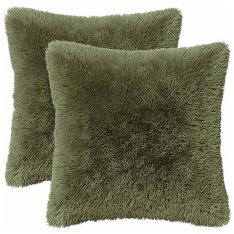 Cuscino con cuscino HEERLEN 2 pz Verde Fleece PV - Foto 1