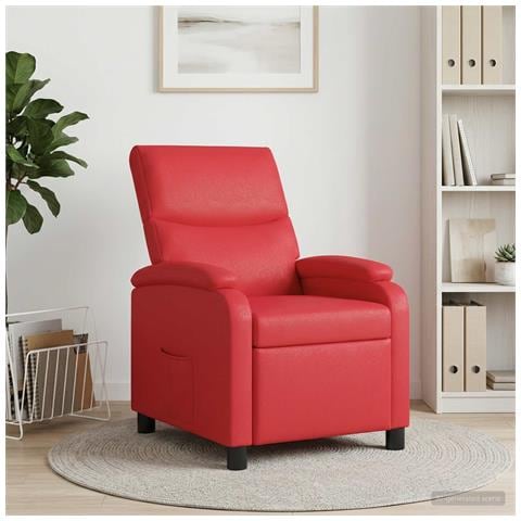 Poltrona reclinabile Rosso Similpelle - Foto 2