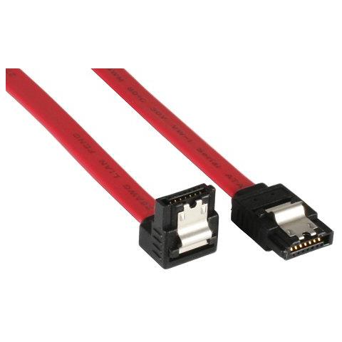 cavo sata 7pin l-form a sata 7pin l-form, max 1,5gbs, piatto, chiusura a scatto, connettore a 90 gradi, rosso, 0,5m - Foto 1