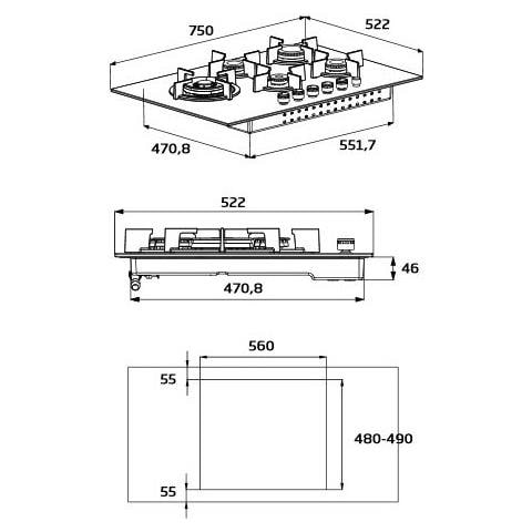 Piano Cottura HIAW 75224 SX a Gas 5 Fuochi Gas Colore Inox - Foto 4
