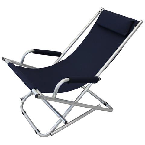 Sdraio Pieghevole In Oxford Blu Per Campeggio Spiaggia Mare Piscina Giardino - Foto 1