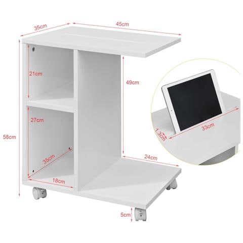 Tavolino Consolle Su Rotelle, tavolino Da Divano, bainco, fbt48-w, it - Foto 2