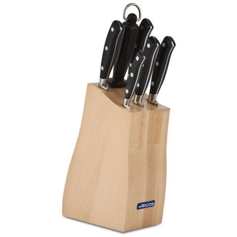 Serie Riviera - Pacco Regalo Set Di Coltelli 5 Pezzi (4 Coltelli + 1 Forbici) - Acciaio Inossidabile Forgiato Nitrum - Manico Polioxymetilene (pom) - Blocco Di Legno Di Faggio - Foto 1