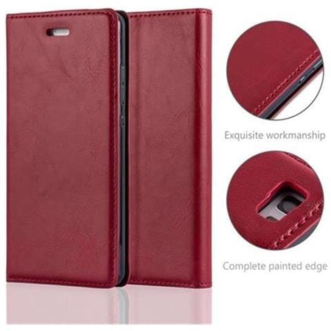 Custodia Compatibile Con Huawei P8 Lite 2015 In Rosso Mela - Coperchio Protettiva Con Chiusura Magnetica, Funzione Stand E Tasca Per Le Carte - Foto 2