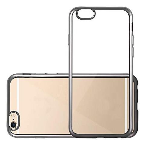 Custodia Compatibile Con Apple Iphone 6 / Iphone 6s In Nero Cromato - Coperchio Protettivo In Silicone Tpu Flessibile - Foto 1