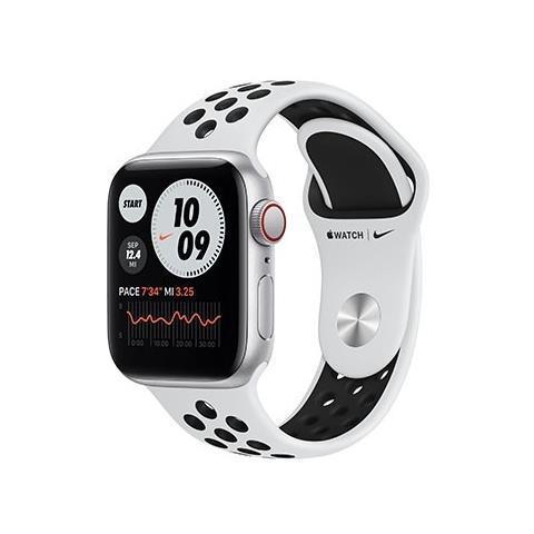 APPLE - Nike + Watch SE 40mm Impermeabile 5ATM GPS + Cellular WiFi /  Bluetooth con Cassa in alluminio Argento e Cinturino Platino / Nero - ePRICE