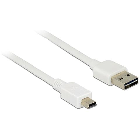1m, USB2.0-A / USB2.0 Mini-B 1m USB A USB B Bianco cavo USB - Foto 1