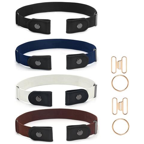 Cintura Elastica Senza Fibbia, Confezione Da 4 Black/darkblue/white/brown - Foto 4