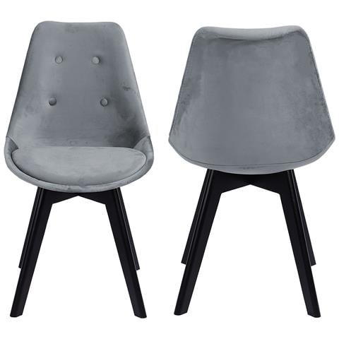 Set Di 2 Sedie In Velluto Grigio Nora Con Cuscino - Foto 9